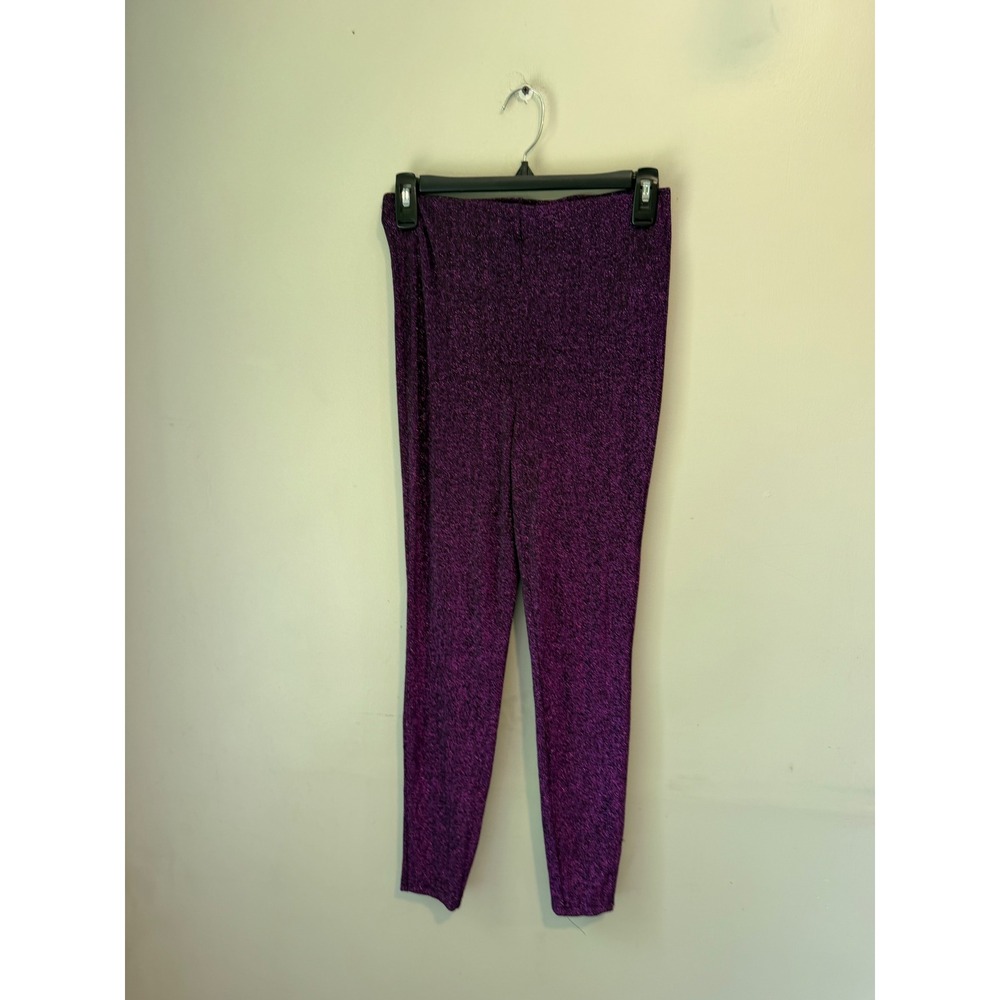 Forever 21 Womens Purple Metallic Shimmer High Waisted Leggings Size Small